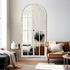 PexFix 71 in. x 32 in. Classic Arched Solid Wood Solid Wood Window Pane Full Length Mirror Arched Top Rectangle Freestanding White - 3 of 4