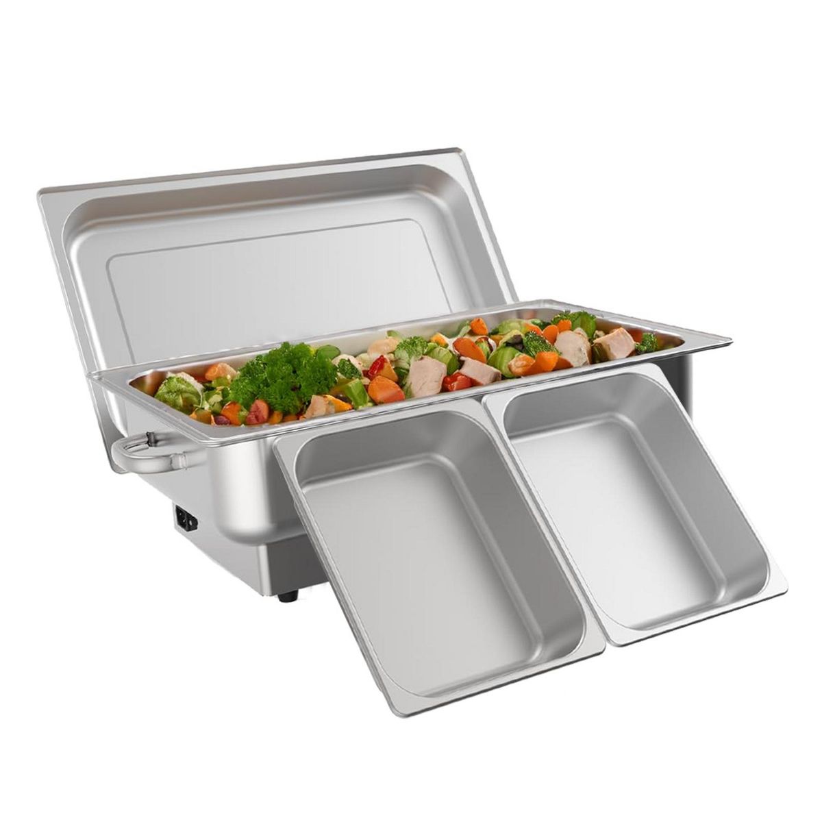 9QT Electric Chafing Dish Buffet Set, Stainless Steel Food Warmer with Digital Temp Display, Full & Half Size Pans for Party Wedding Catering - thumbnail 8
