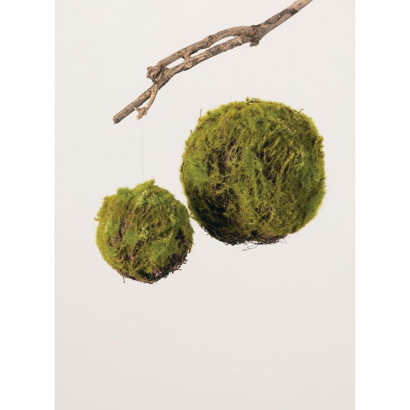 Sullivans Set of 2 Moss Orbs Decorative Filler 8"H & 5.5"H Green, 1 of 3