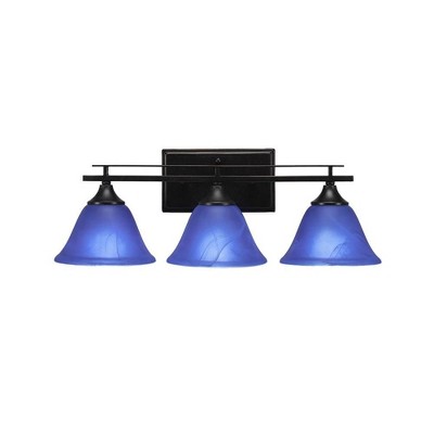Toltec Lighting Uptowne 3 - Light Vanity in  Dark Granite with 7" Blue Italian Shade