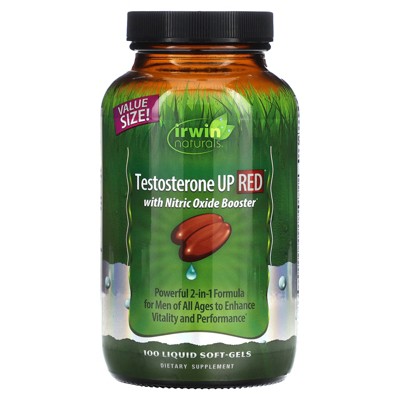 Irwin Naturals Testosterone UP Red with Nitric Oxide Booster, 100 Liquid Soft-Gels