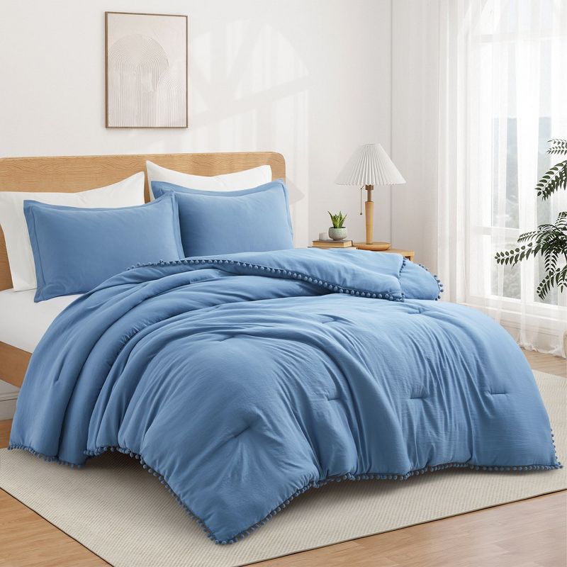 Peace Nest All Season Ball Pom Brushed Cotton Down Alternative Comforter Set with Pillowcases, 5 of 6