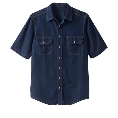 Boulder Creek by KingSize Men's Big & Tall Short Sleeve Denim And Twill Shirt