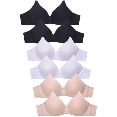 PACK OF 6 MAMIA WOMEN'S WIRE FREE COTTON BLEND SOLID BRA NEUTRAL COLORS (BR4480PN1)