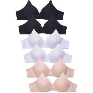 PACK OF 6 MAMIA WOMEN'S WIRE FREE COTTON BLEND SOLID BRA NEUTRAL COLORS (BR4480PN1) - 1 of 3