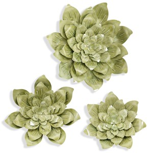 Set of 3 Metal Growing in Green Wall Arts Sculpture Green - StyleCraft: Modern Botanical Decor, Includes Mounting Hardware - 1 of 3