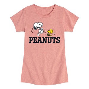 Girls' - Peanuts - Snoopy And Woodstock Fitted Short Sleeve Graphic T-Shirt - 1 of 4