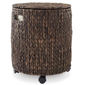 Casafield Rolling Storage Basket, Handwoven Hyacinth Rolling Hamper with Lid, Storage Bin on Wheels for Living Room, Bathroom, Laundry - 1 of 4