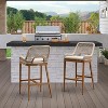PURPLE LEAF Bar Stools Set of 2 Height Metal Bar Chairs with Back Modern Aluminum Tall Comfy Wicker Woven Boho Barstools Garden Pool Patio Outdoor - 3 of 4