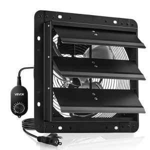 VEVOR 12 inch Shutter Exhaust Fan, Wall Mounted Attic Vent Fan with Variable Speed Controller, 1100 CFM, AC Motor, Heavy-duty Steel, Low Noise, Black - 1 of 4