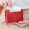 BEAFUP Small Wallets for Women,Leather RFID Blocking Bifold Double Zipper Pockets Wallet Card Case Purse with 2 ID Windows - 2 of 4