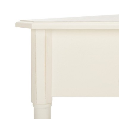 White Triangular Wood Corner Desk with Storage