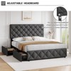 Modern Upholstered Bed Frame with Footboard, Adjustable Headboard, 4 Drawers Wooden and Slats Support - 4 of 4