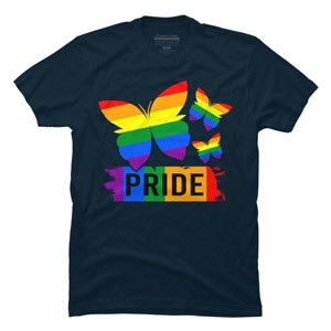 Adult Design By Humans Rainbow Butterflies Rainbow Pride By dnlribeiro88 T-Shirt - 1 of 2