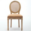 CLIHOME Set of 2 French Style Solid Wood Frame Antique Painting Linen Fabric Rattan Back Dining Chair - 3 of 4