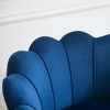 Resenkos Elegant Velvet Fabric Accent Chair, Leisure Club Chair with Gold Metal Legs, Lotus-Shaped Design, Blue - 2 of 4