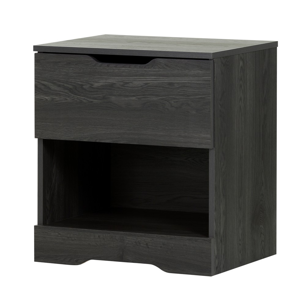 Photos - Storage Сabinet Holland 1 Drawer Nightstand Gray Oak - South Shore