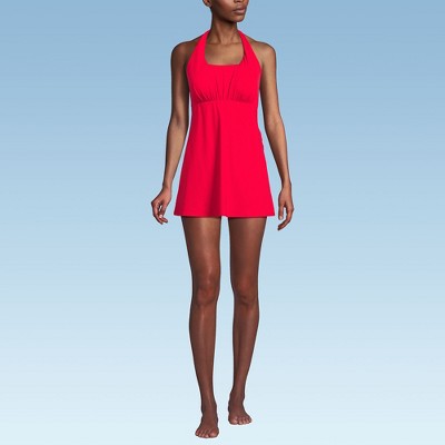 Lands' End Women's Square Neck Halter Swim Dress One Piece Swimsuit