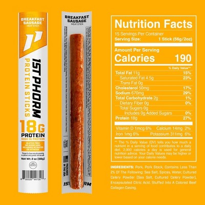 1st Phorm Breakfast Sausage Protein Meat Sticks - 2oz
