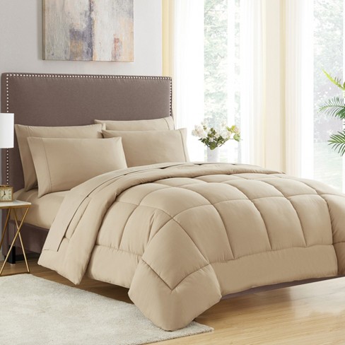 Sweet Home Collection Bed-in-a-bag Solid Color Comforter & Sheet Set Soft  All Season Bedding, Twin, Taupe : Target