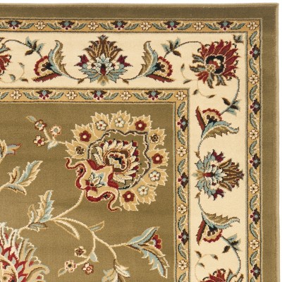 Lyndhurst Green and Ivory Synthetic Safavid Style Rug, 6'7" Square