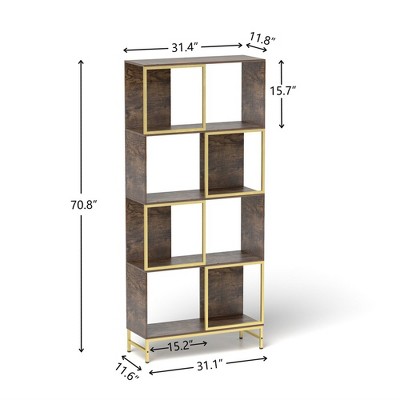 4 Tier Bookshelf, Modern Bookcase For CDs Books Movies, Asymmetrical Book Storage Organizer Space-Saving For Living Room Bedroom Office Kitchen