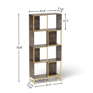 4 Tier Bookshelf, Modern Bookcase For CDs Books Movies, Asymmetrical Book Storage Organizer Space-Saving For Living Room Bedroom Office Kitchen - 1 of 4