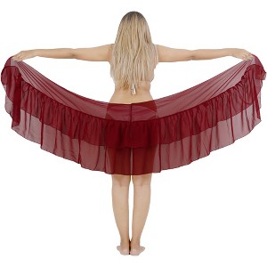 LA LEELA Summer Beachwear Sarong for Women Coverups Wraps Beach Chiffon Short Wraps Tie Bikini Swim Cover Up Sheer Sarong One Size Solid, Maroon - 1 of 4
