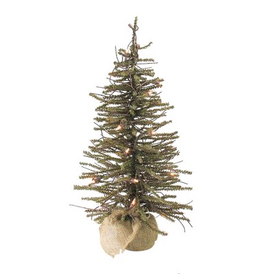 Northlight 4' Prelit Artificial Christmas Tree Warsaw Twig in Burlap Base - Clear Lights