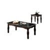 48" Wooden Traditional 3-Piece Coffee and End Table Set with Faux Marble Top, Turned Legs and Intricate Design for Living Room - 4 of 4