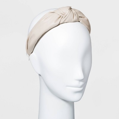 Faux Leather Knot Headband - A New Day™ Beige