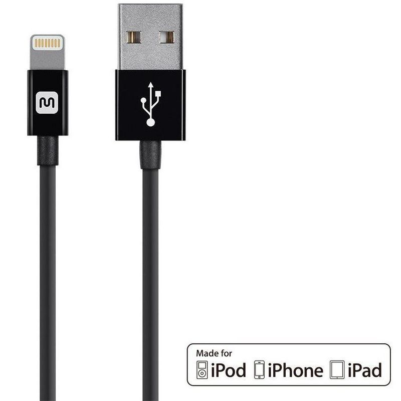 Monoprice Apple MFi Certified Lightning to USB Charge & Sync Cable - 3 Feet - Black | iPhone X, 8, 8 Plus, 7, 7 Plus, 6, 6 Plus, 5S - Select Series, 1 of 7
