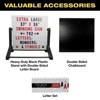 Excello Global Products Swinging Changable Message Sign: 37" x 36" Sign , 792 Double Sided Letters/Storage Box. Black Board/Letter Board (Black Legs) - 2 of 4