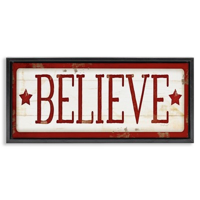 Stupell Industries Believe Red Christmas Phrase, 25" x 11"