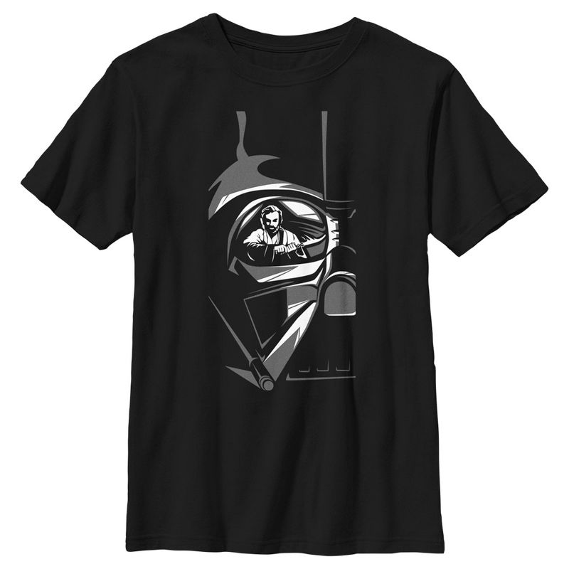 Boy's Star Wars: Obi-Wan Kenobi Darth Vader Helmet Reflection with Obi-Wan T-Shirt, 1 of 6