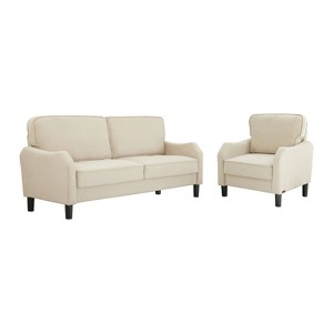2pc Mallory Fabric Sofa & Armchair Set Beige - Abbyson Living