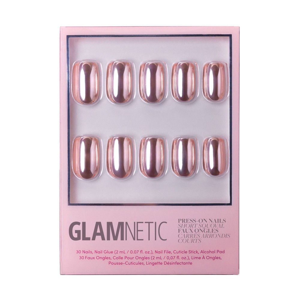 Glamnetic Fake Nails - Rose Gold - 30ct - Ulta Beauty: Metallic Finish, ABS Material, Squared Oval Shape