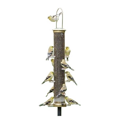 Large Antique Brass Hanging Tube Bird Feeder