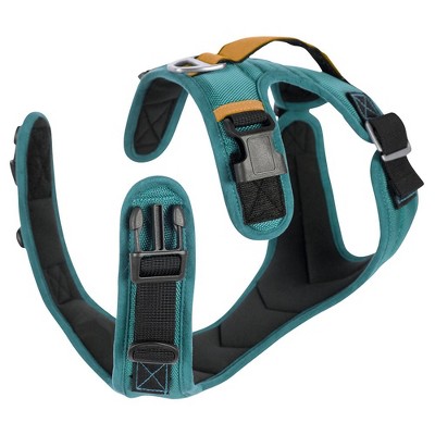 Gooby Pioneer Dog Harness with Control Handle & Seat Belt Restrain Capability, Medium, Turquoise