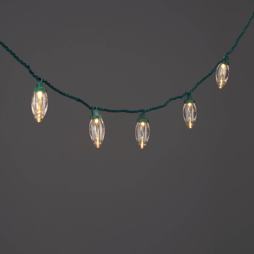25ct LED C9 Smooth String Lights White with Green Wire - Wondershop