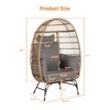 TiramisuBest Oversized Wicker Egg Chair with Cushion & Pillow, 600lbs ¨C Indoor/Outdoor for Porch/Backyard/Balcony (Dark Gray) - 3 of 4