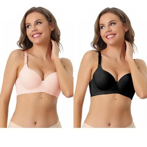 Allegra K Women's Underwire Detachable Adjustable Straps Soft 3/4 Cup Push-up Bras 2 Packs - 1 of 4