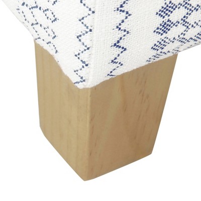 Farmhouse Blue Striped Square Storage Ottoman with Wood Legs