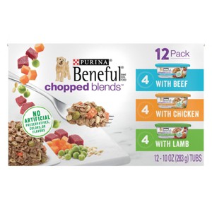 Purina Beneful Chopped Blends with Beef, Chicken & Lamb Recipes Wet Dog Food - 10oz - 1 of 4
