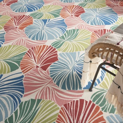 Multicolor Tropical Leaf Pattern Outdoor Area Rug