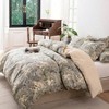 100 Cotton 3pcs Duvet Cover Sets, Beige with Green, Reversible Botanical Comforter Cover with Button Closure King, Paisley - 2 of 4