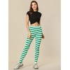 INSPIRE CHIC Women's Printed Stripe High Waist Elastic Waistband Yoga Stirrup Pants - 3 of 4