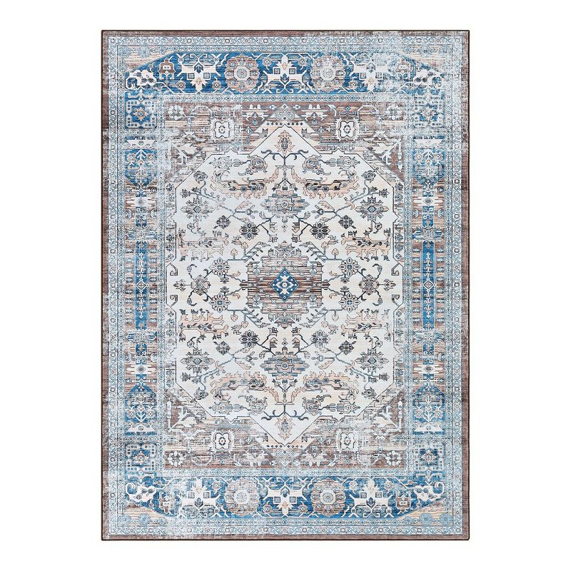 Washable Rug Vintage Bohemian Medallion Area Rugs with Non-Slip Backing Non-Shedding Floor Mat, 3 of 9