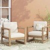 Outdoor Club Chair, Modern Deep Seating Chair with Slatted Backrest, Accent Chair with Acacia Wood Frame and Cushion-Coolbibila - 3 of 4