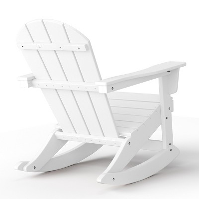 White Poly Lumber Outdoor Rocking Adirondack Chair